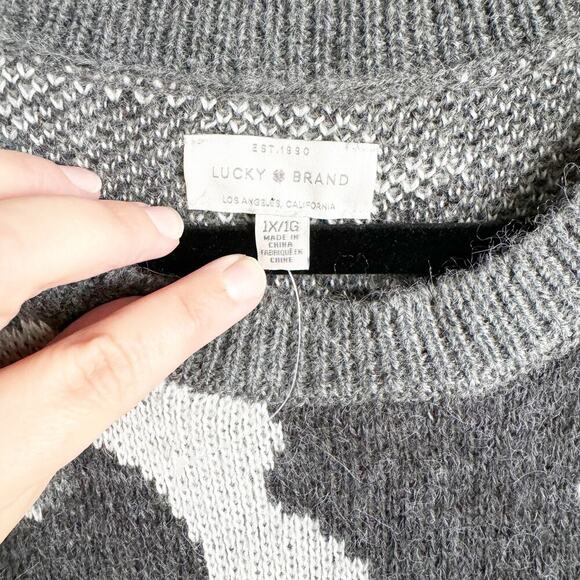 Lucky Brand Gray Camo Wool Blend Crewneck Sweater NWT Cozy Comfy Size 1X New - Picture 3 of 11